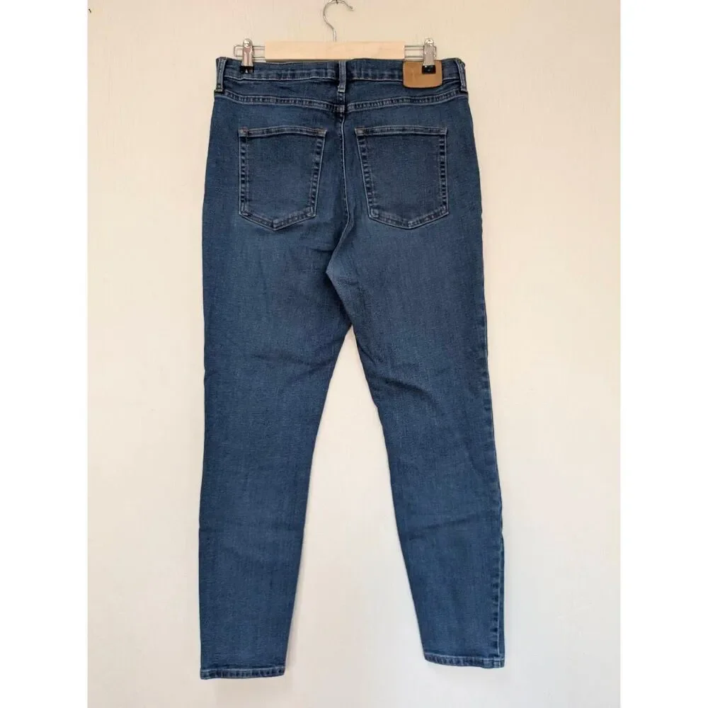 Everlane Womens The Authentic Stretch High Rise Skinny Jeans Blue Size 32 Tall